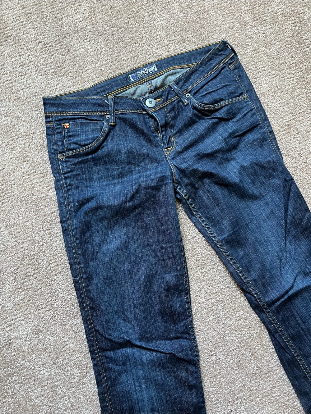 VTG 00’s / Y2K Hudson Dark Blue Washed Denim Jeans - Picture 7 of 9